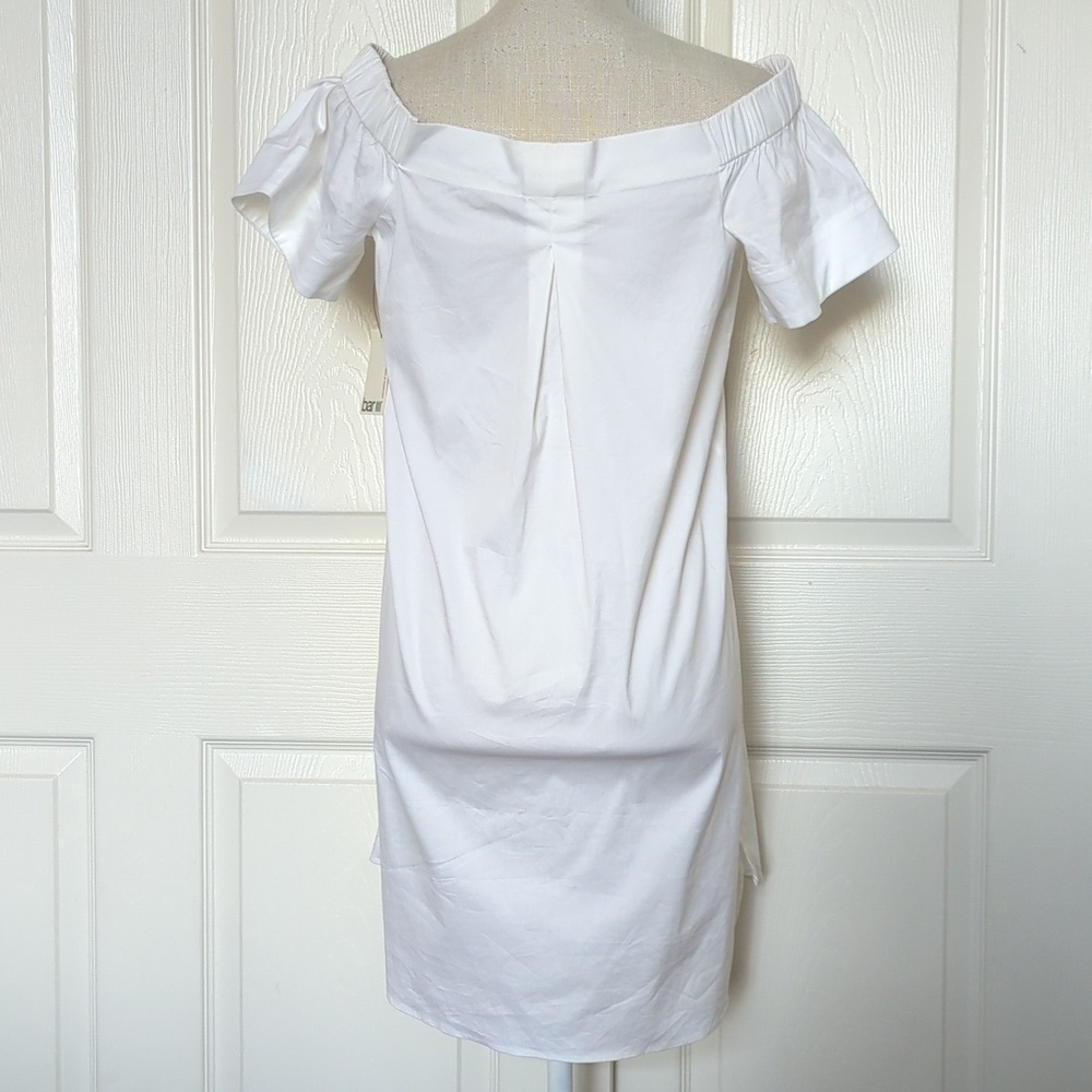 Bar III White Poplin Off-Shoulder Dressar - Picture 4 of 5
